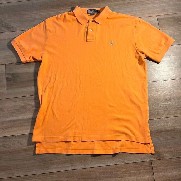 Polo Ralph Lauren Orange Casual Polo Men Large Bin F-14‎ - Picture 1 of 4